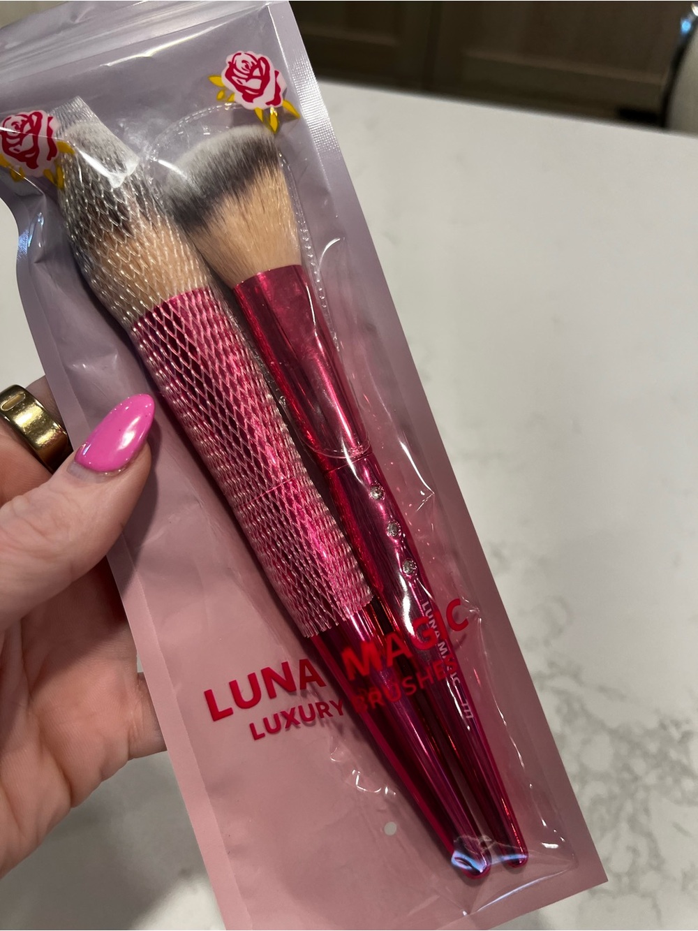 Luna Magic Luxury Blush & Face Brush Set - Pink